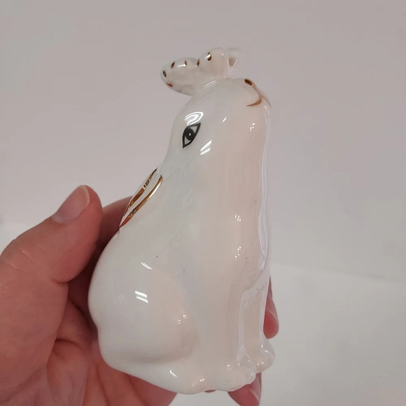 Pier 1 Set of 2 Ceramic Rabbit Salt and Pepper Shakers White and Gold Detail - Picture 8 of 11